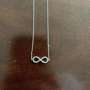 Sterling Silver Diamond Simulant Infinity Necklace